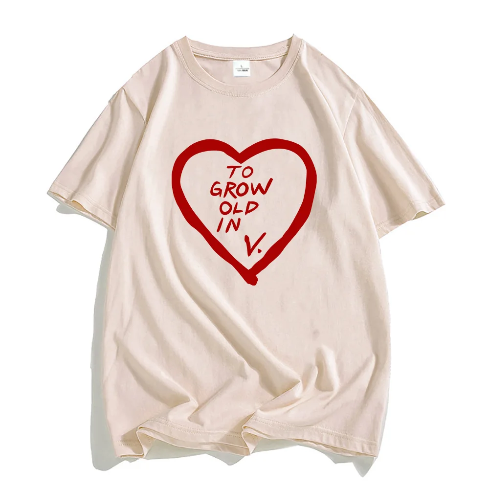 To Grow Old in V. Heart Printing T-shirt Wanda-Maximoff Character Graphic Tshirts Cotton Summer Round Neck Tees Men Clothing Boy