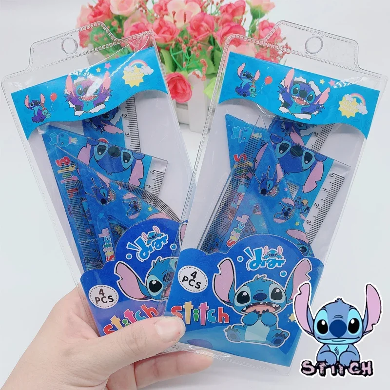 

Disney Stitch Cartoon Student Stationery Supplies Anime Figures Lilo & Stitch Cute Ruler Triangle Ruler Protractor Kids Drawing