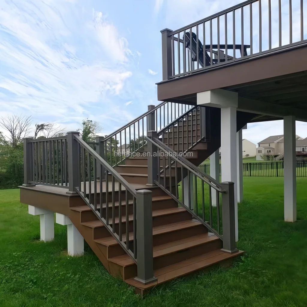 التخصيص الدرابزين المعدني في الهواء الطلق وأنظمة الدرابزين - الفولاذ المجلفن مسحوق الزنك الصلب المغلفة درج شرفة مخصص #4