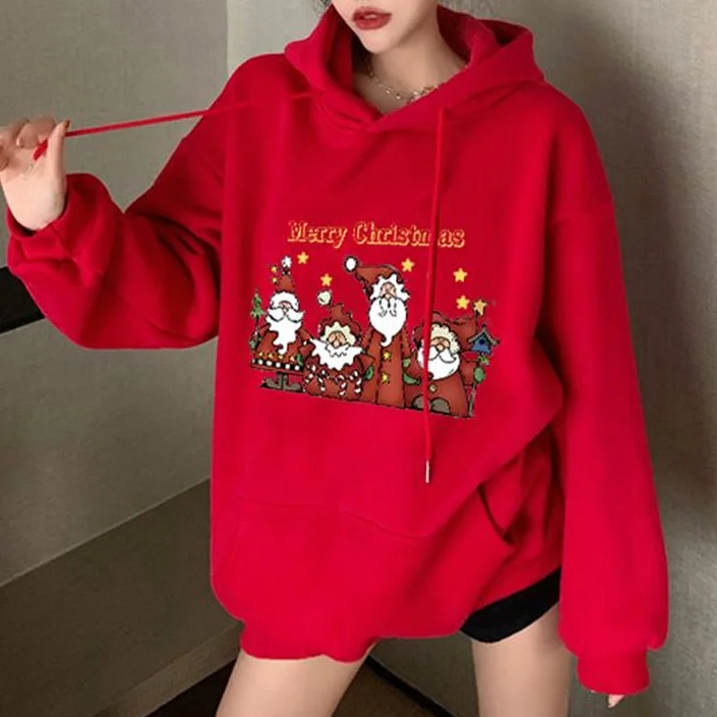 Hooded Sweatshirts Long Sleeve Pocket Femme Casual Pullovers 2023 Drawstring New Young Style Fashion Loose Women\'s Clothing