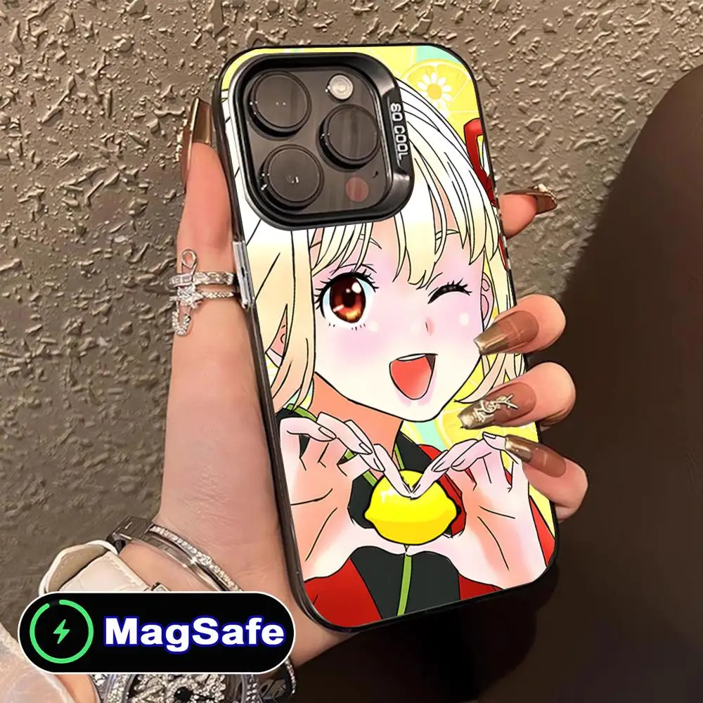 Lycoris نكص Chisato جراب هاتف آيفون 16 15 14 13 12 11 برو ماكس زائد MagSafe شفافة اللون واقية جميلة فاخرة