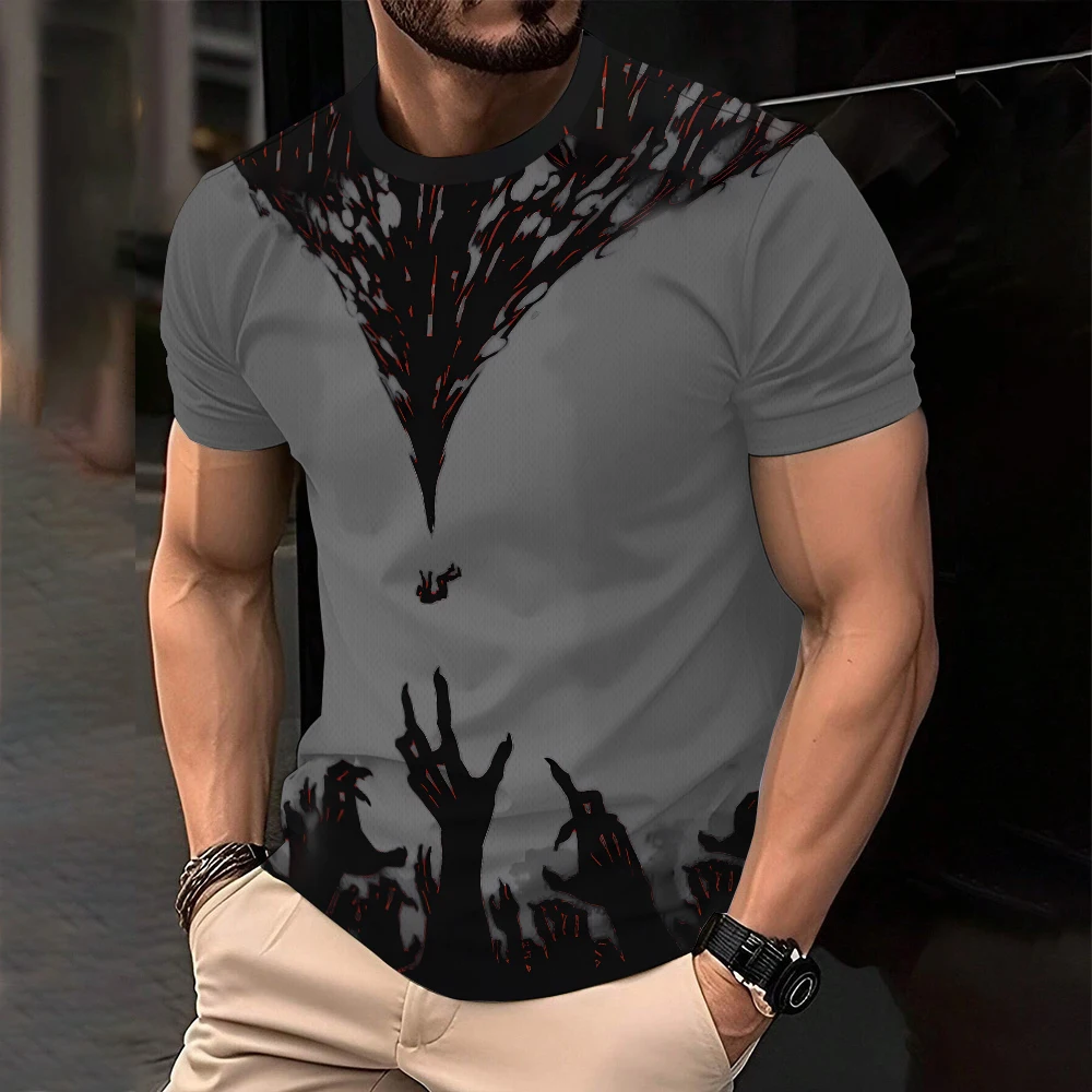 

Лето 2026, новый стиль, мужская футболка, уличная повседневная модная удобная мягкая дышащая легкая футболка с 3D узором и принтом