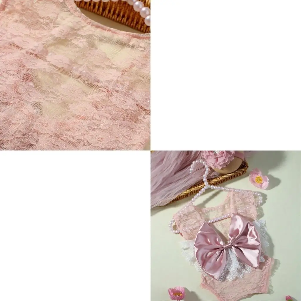 

1 Set Baby Photography Clothing Sleeveless Romper Bodysuit and Headwear Props