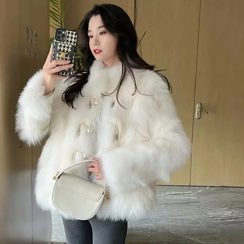 

Thickened Autumn And Winter New Fashion Imitation Fox Hair Young Beautiful Ladies Wind Pearl Solid Color Fur Coat Hair Slim Coat