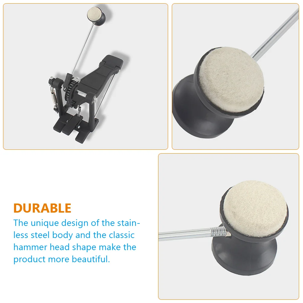 

2 Pcs Drum Hammer Head Felt Beater The Pedal Foot Parts Hammers Replace Kit Accessories