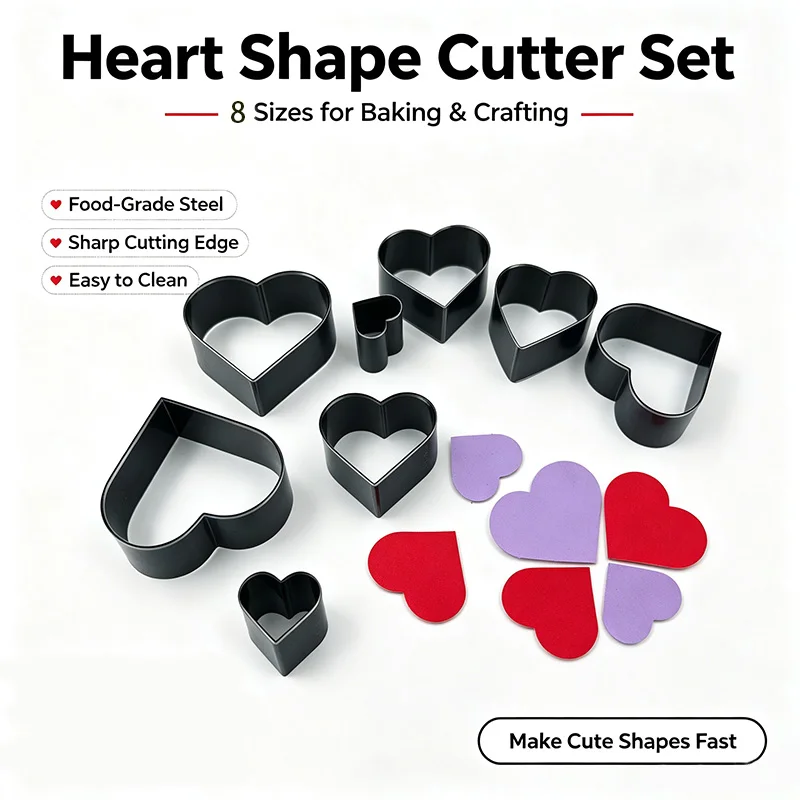 DIY Leathercraft Heart-Shaped Die Cutting Stencil Set Multi-Sized Handmade Craft Hanging Tool for Leather Goods B00012