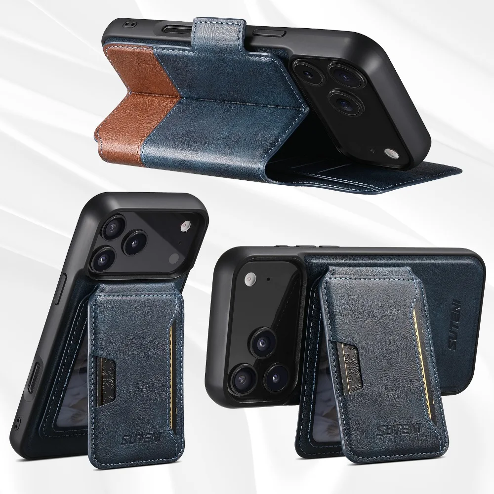 

Detachable Wallet Case Magnetic Flip Phone Cover for iPhone 17 Air 16 15 14 Plus 13 12 Pro Max with Support Wireless Charging