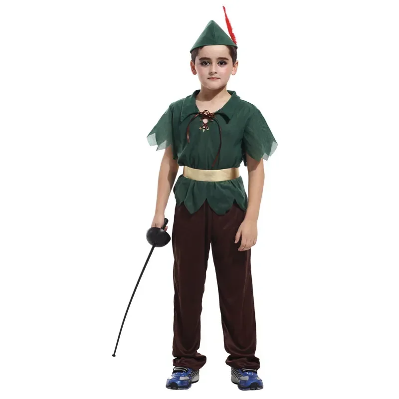 MN1 Costume da Peter Pan per bambini per ragazzi Halloween Purim Carnevale Festa in maschera Vestito cosplay 4-10Y9 * Jy
