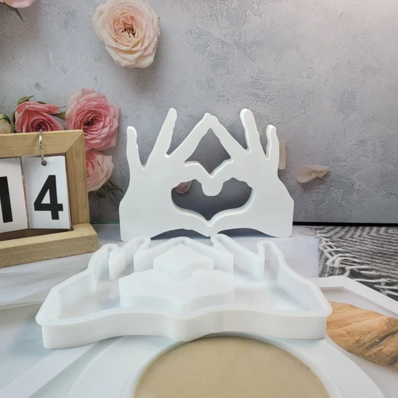 Stampi in resina con gesto del cuore della mano per realizzare decorazioni per portacandele, decorazioni con fondente, dolci,