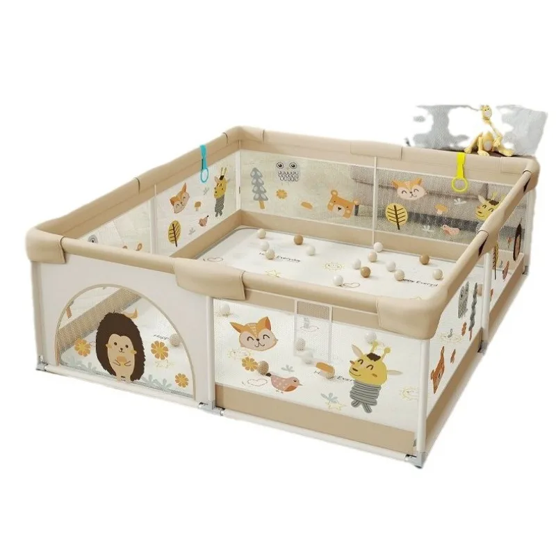 بوابة أمان لروضة الأطفال، ساحة لعب شبكية ناعمة مع حصيرة زحف، منطقة لعب داخلية متينة للرضع والأطفال الصغار لحماية المنزل