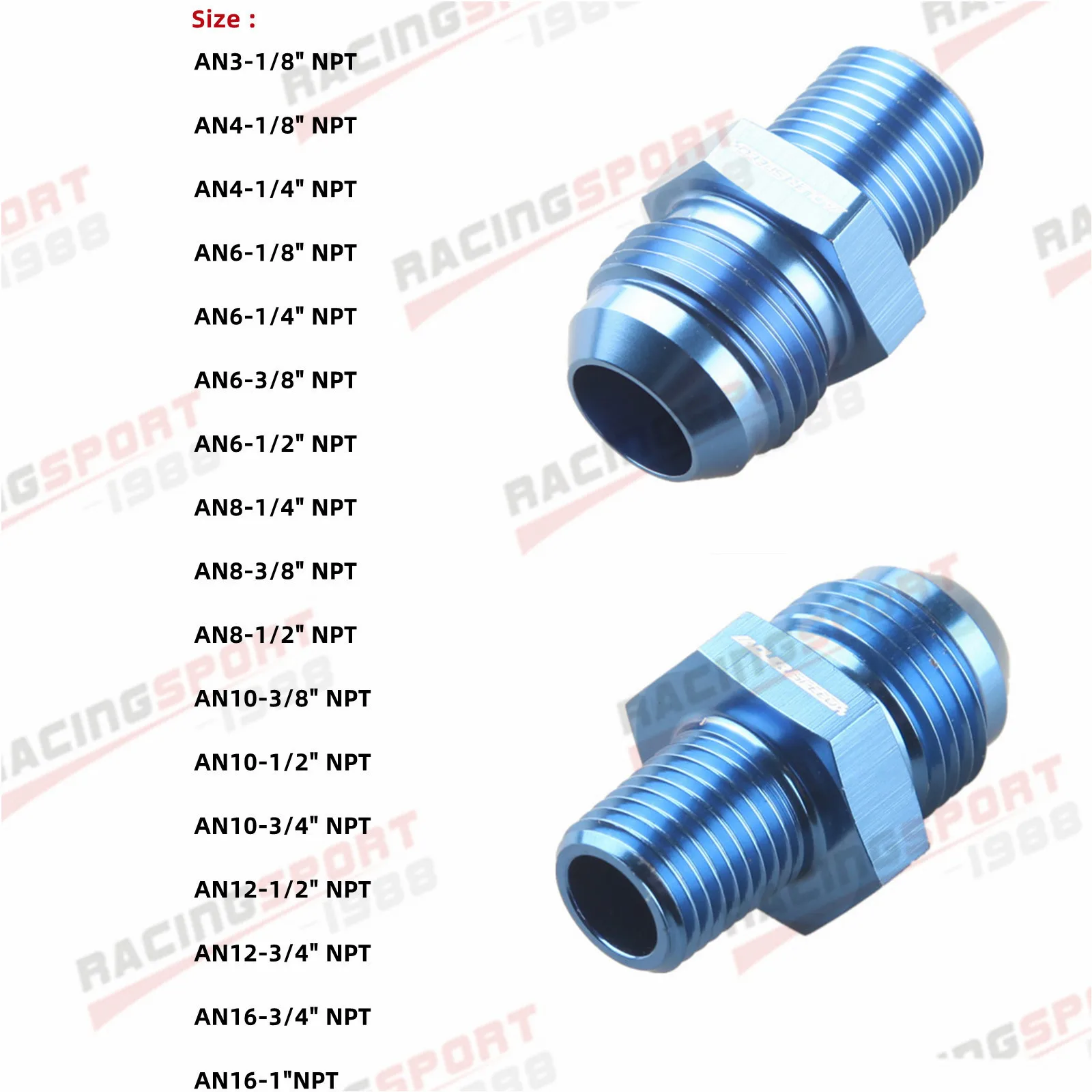 

Переходник с наружной резьбой AN3/4/6/8/10/12 на 1/2 NPT 1/4 NPT 1/8 NPT 3/8 NPT