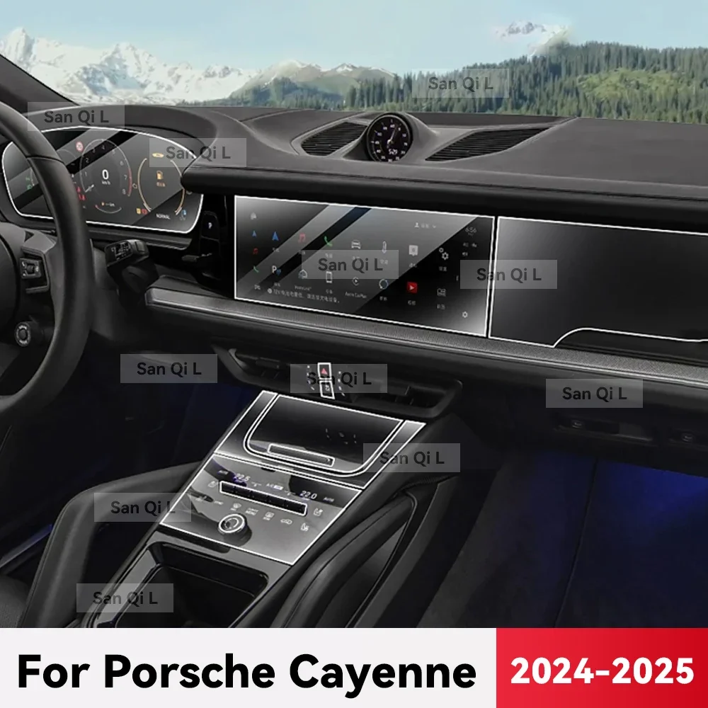 

For PORSCHE Cayenne 2024 2025 TPU Car Navigation Screen Film Gearbox Protective Sticker Anti-scratch Interior Accessories