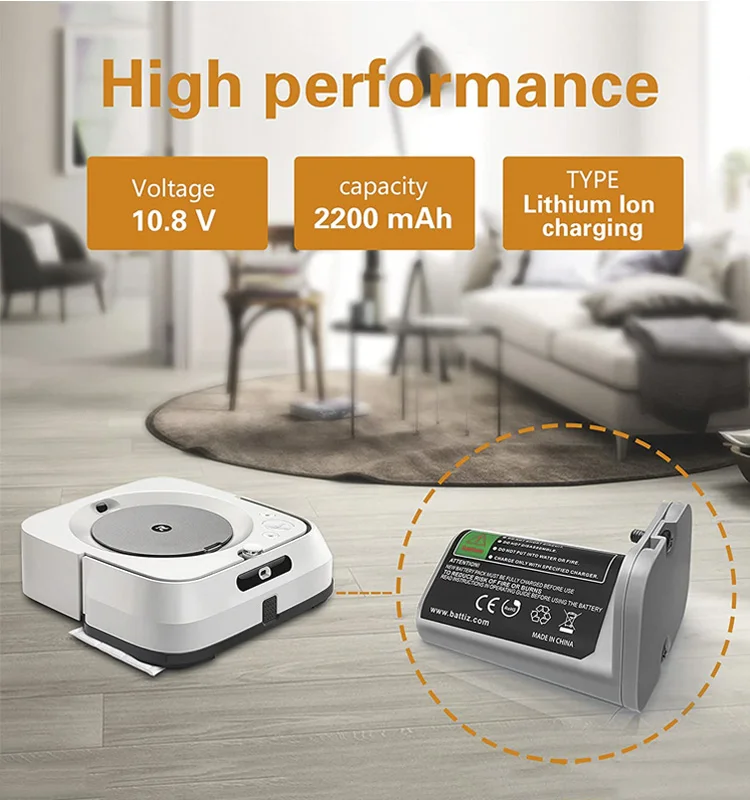 حزمة بطارية بديلة ABL-C متوافقة مع المكنسة الكهربائية iRobot Braava jet M6 10.8 فولت 2200 مللي أمبير في الساعة #6