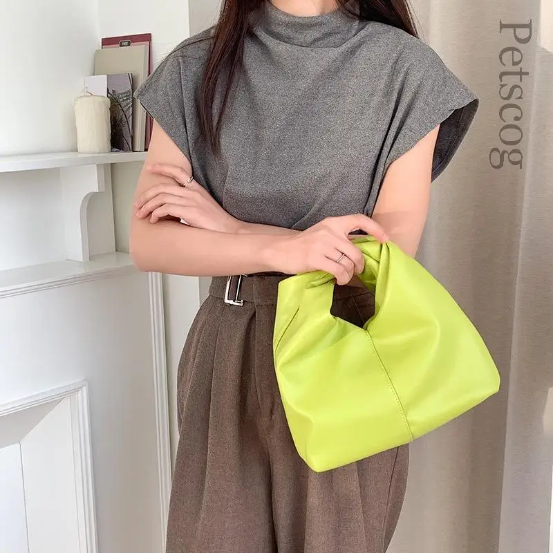 2023 New Fashion Handbags For Women Soft Leather Pleated Handle Clutch Purse Designer Luxury Ladies Cloud Tote Bags