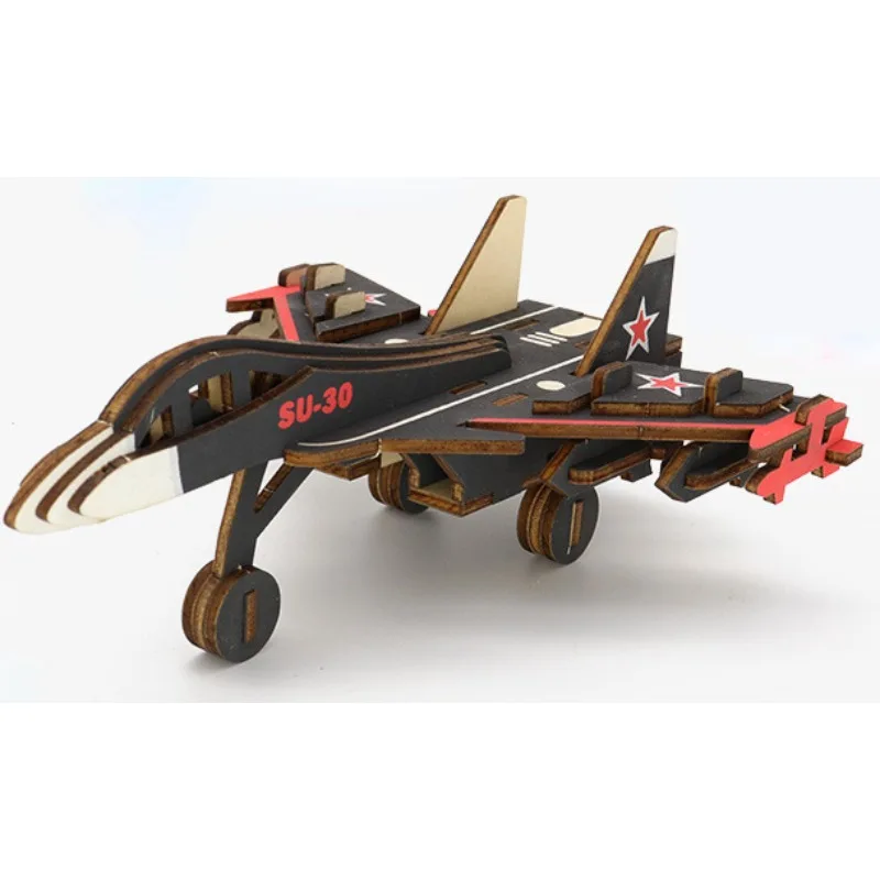 

Wooden 3D Puzzle Children's Model Wooden Combat Aircraft Helicopters Simulation Model Educational Toy Stereoscopic Puzzles