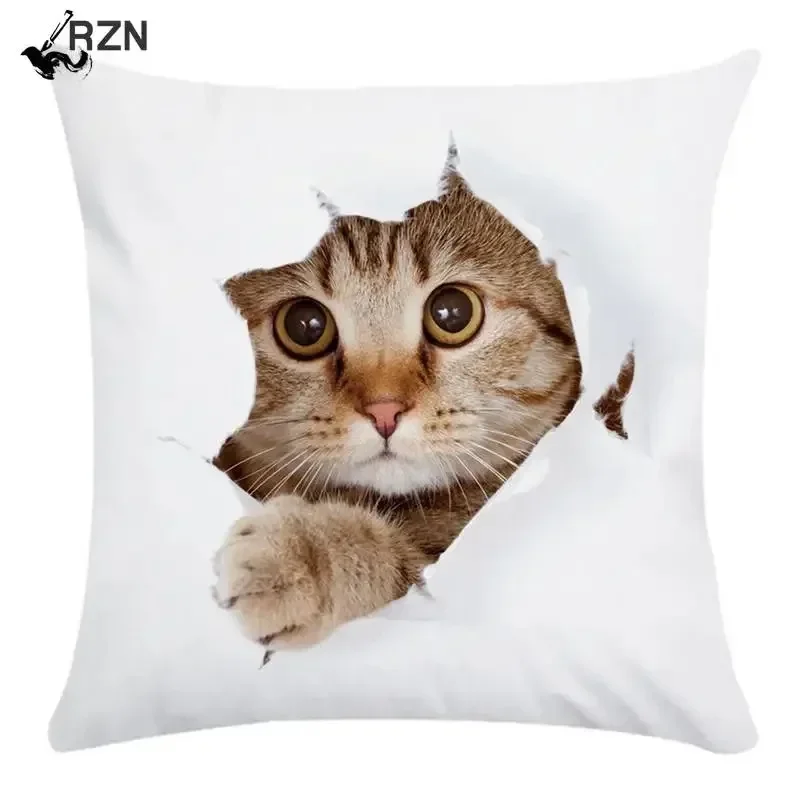 Animal Cute Cat Decorative Pillows Case Super Soft Print Cushion Cover  Living Room Decoration Accessories Home Decor for Chair