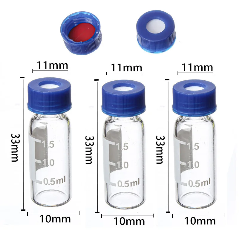 

Флакон для хроматографии 1,5 мл с синей крышкой с открытым верхом 9 мм, автоматический флакон для образцов для хроматографического эксперимента 100 шт./шт.