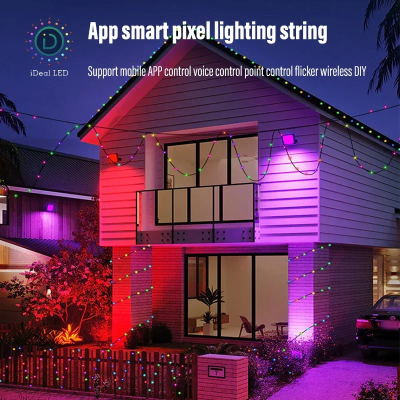 5/10/20M Usb Kerstverlichting String Muziek Ws2812b Ic Rgb Kerst Decoratie Nieuwjaar Sprookjesachtige Verlichting Tuin Led Lichtstrip