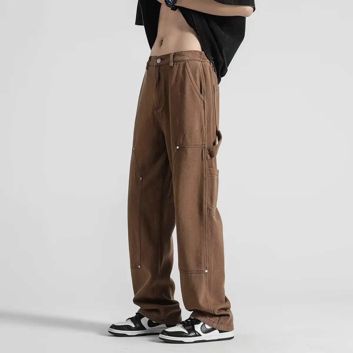 

Retro niche straight leg jeans, men's trendy brand, loose and wide leg versatile high street floor pants