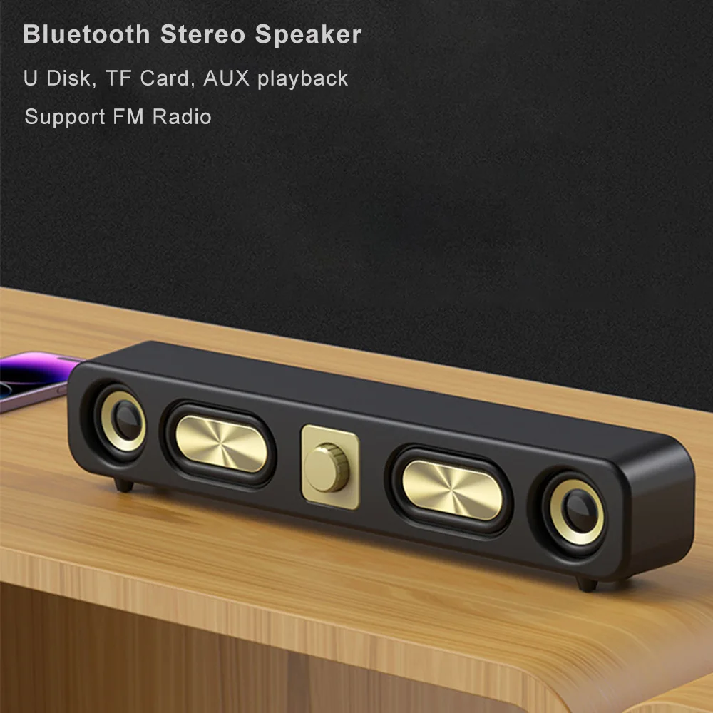 Retro Bluetooth Soundbar Portable Wireless Stereo Speaker Home Audio TF Card U Disk FM Radio Playback HIFI Duel Horn Soundbox