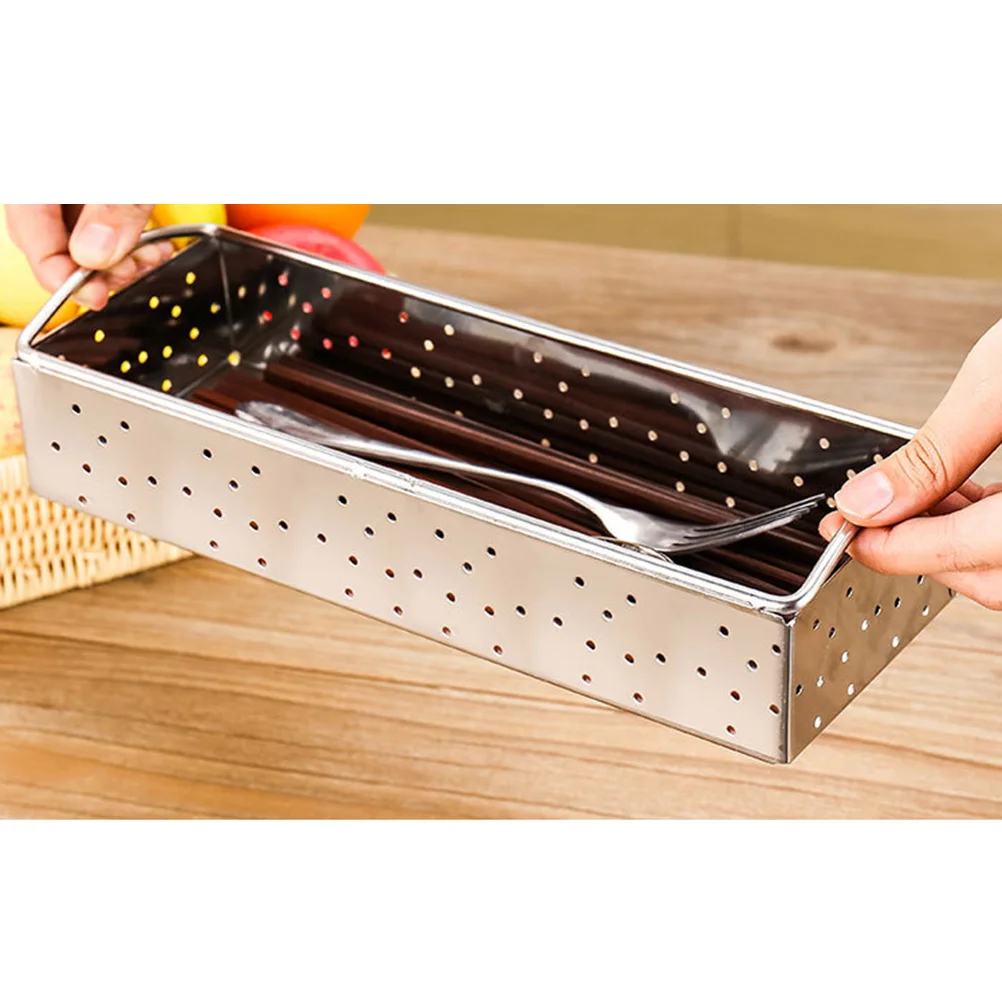 

Stainless Steel Chopstick Holder Lightweight Utensil Organizer Cooking Tool Storage Holder With Drain Holes Open