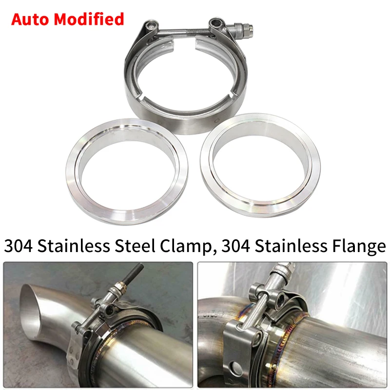 304 Stainless Steel 1.5'-6' V Band Exhaust Clamp Groove Closure 2' 2.5' 3' 3.5' 4' For Exhaust System, Turbocharger, Muffler