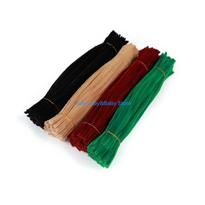 100 pièces cure-pipes 24 couleurs tiges Chenille pour bricolage Art pour artisanat créatif C90B