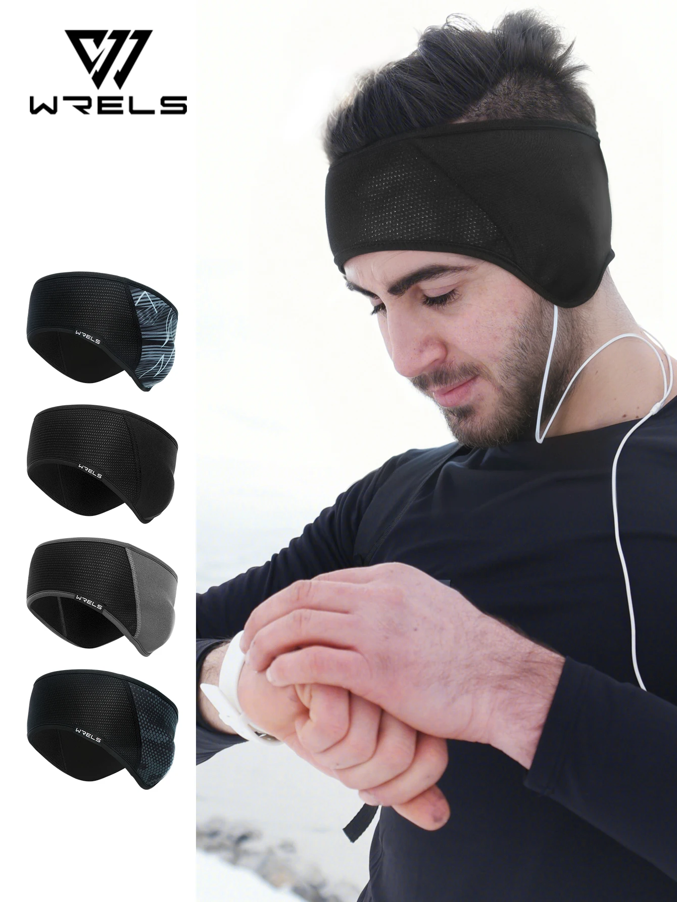 WRELS Outdoor Running Windproof Elastic Ear Muffs Headwear Lightweight Ear Protection Winter Autumn Sport Ear Warmer Headbands