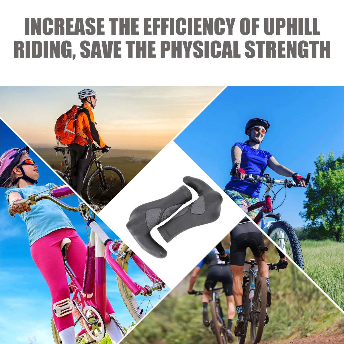 

Anti-slip Handlebar Cover Bike Grips Cycling Handle Sleeve Ergonomic PVC Shock Absorbing Adjustable Spine Angle