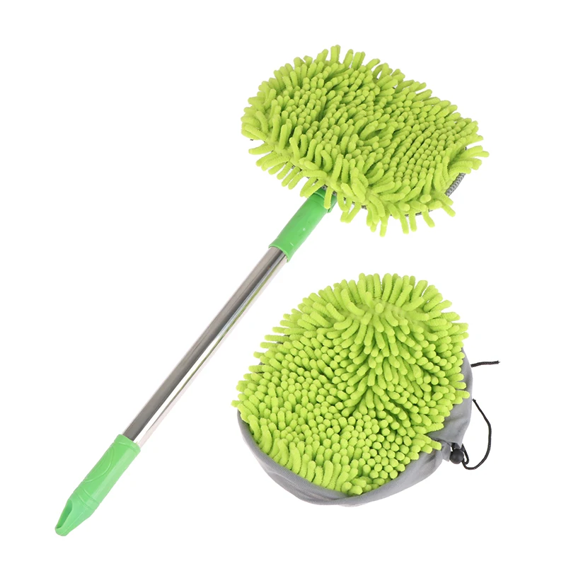 2 In 1 Car Cleaning Brush Car Wash Brush Telescoping Long Handle Cleaning Mop Broom Auto Accessories Adjustable Super Absorbent