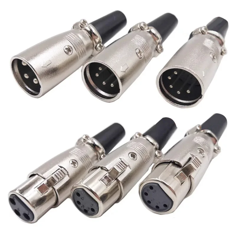 5/20PCS XLR head microphone plug Japanese style faucet J3P Canon 3Pin 4Pin 5Pin  balanced male and female head socket Connector