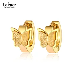 Lokaer Trendy Stainless Steel Bohemia Party Butterfly Earrings Office Style Animal Hoop Earrings For Women Girls Серьги E21090