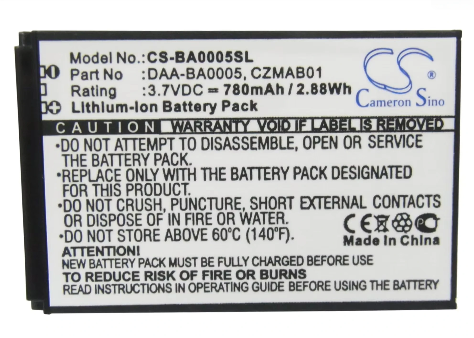 Cameron Sino 780mAh Media Player Battery DAA-BA0005 for Creative Zen Micro, Zen Micro Photo, Zen Micro 4GB/5GB/6GB + Gifts