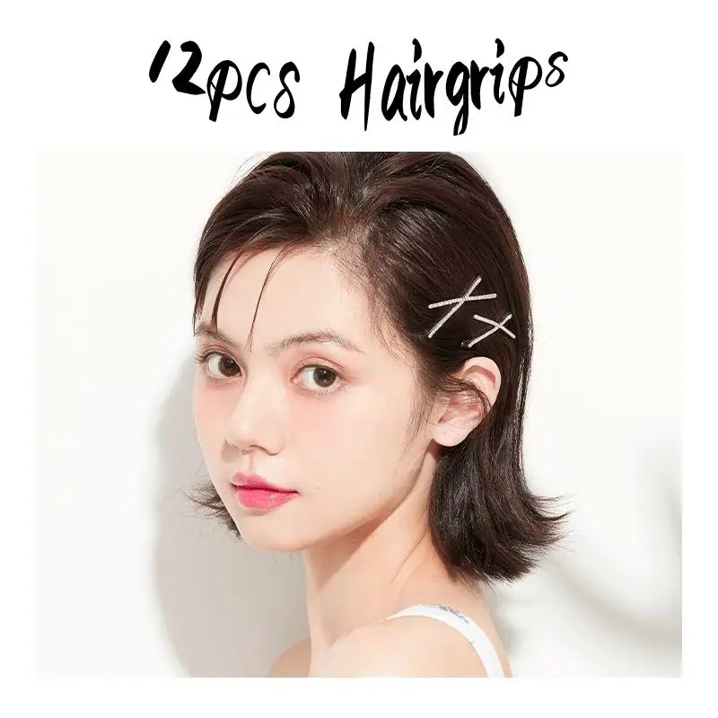

12pcs/Set Hairgrips Gold Silver Color Thin Metal Rhinestone Hair Clips X-shaped Hairpins For Woman Shiny Rhinestone Headwear
