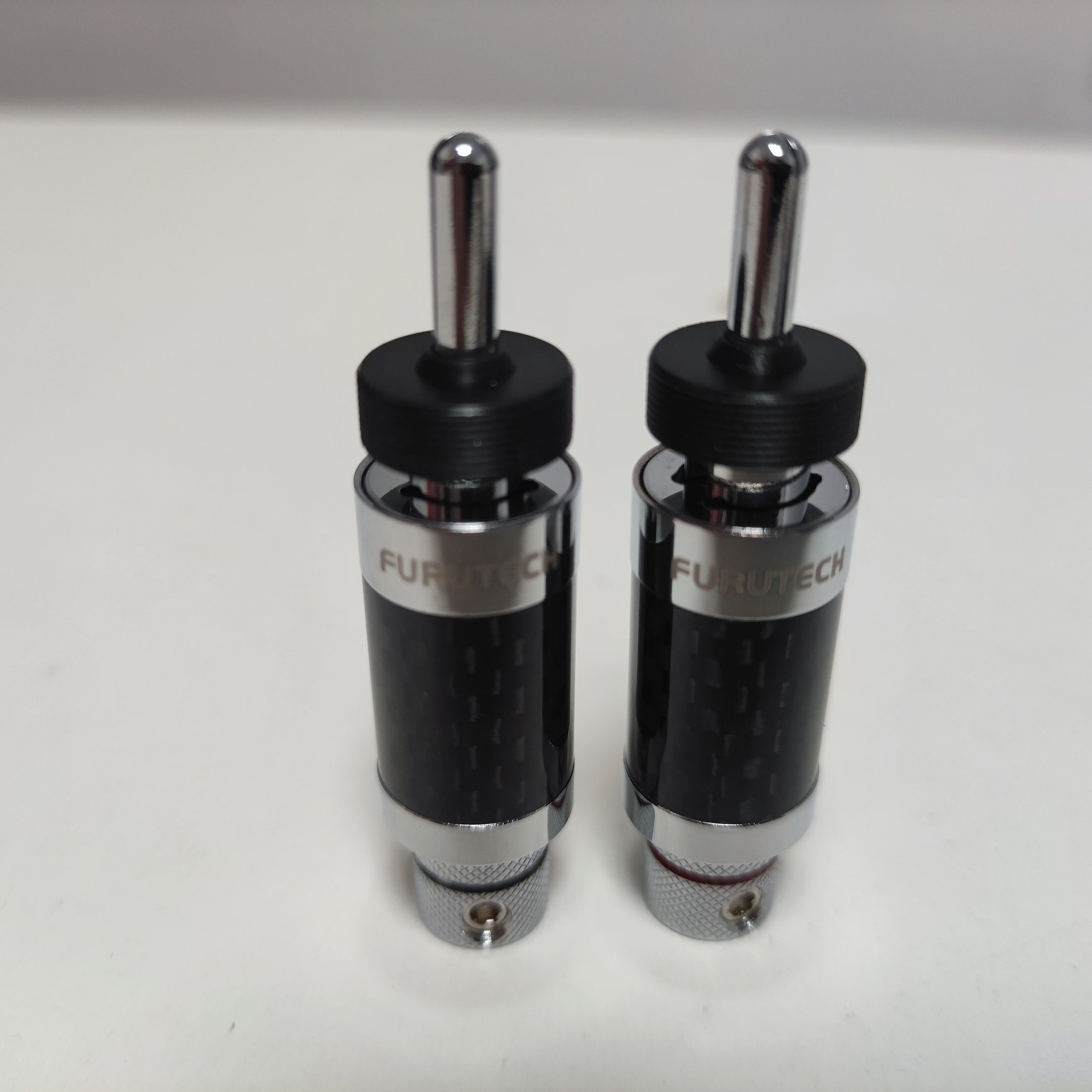 HI-END Furutech CF-201(R) Pure Copper Carbon Fiber Rhodium Plated Y Banana Plug Speaker Amplifier Speaker With Lock Plug U-plug