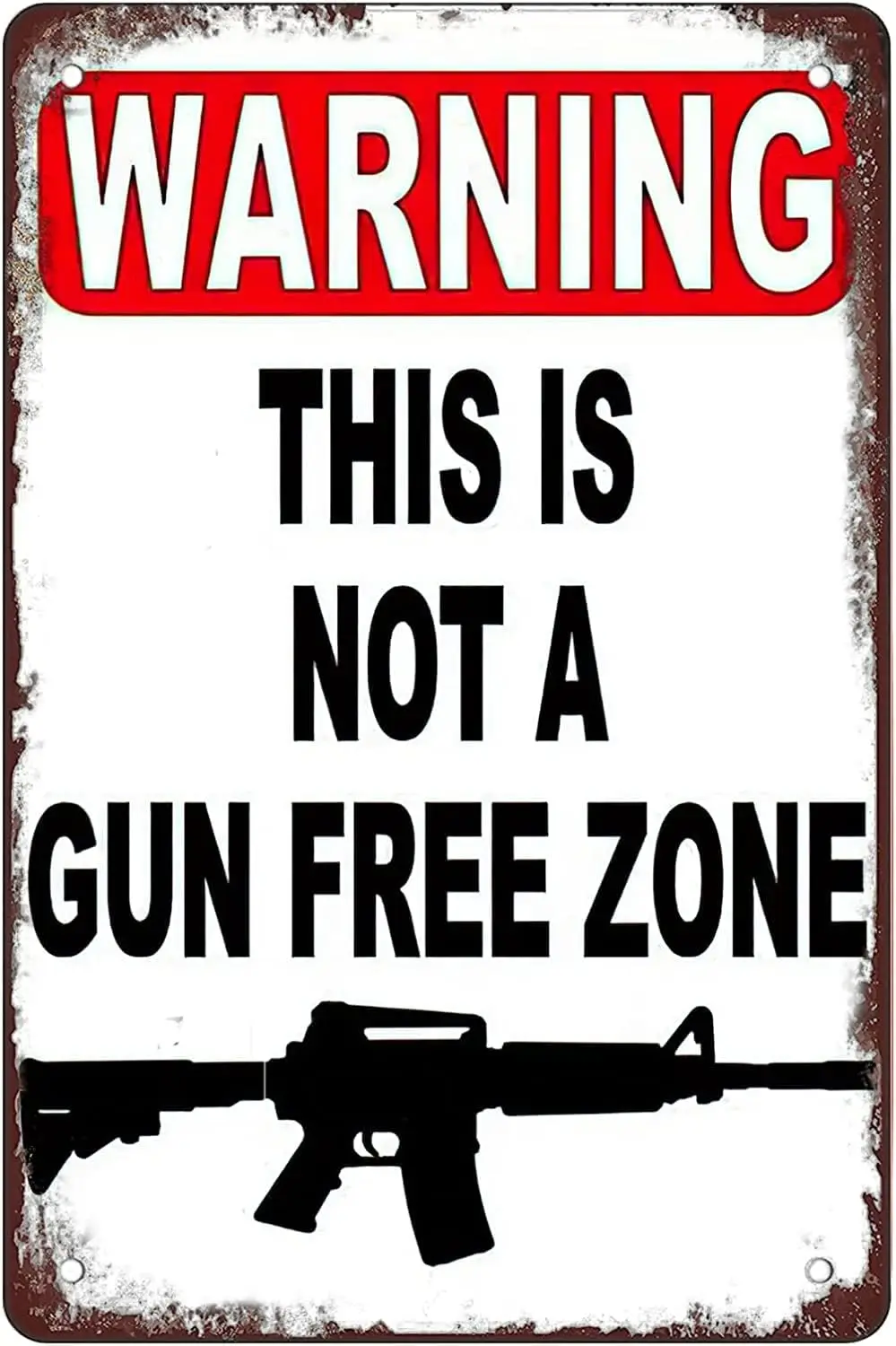 Retro Funny Metal Sign Sheet Signs,Warning This Is Not A Gun Free Zone,for Outdoor&Indoor Home Wall Decoration,size:8x12