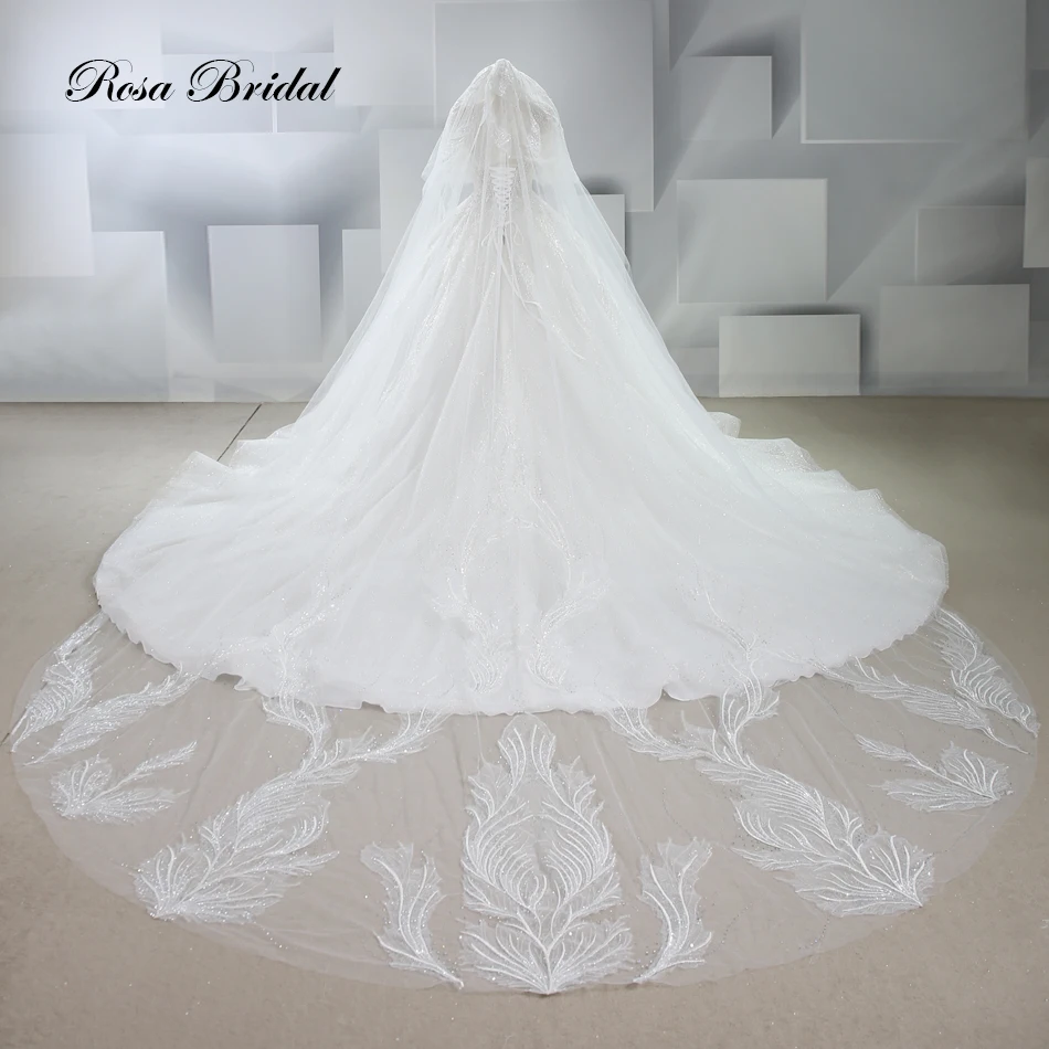 Classic Korean Style Half-Sleeved Beaded Wedding Dress