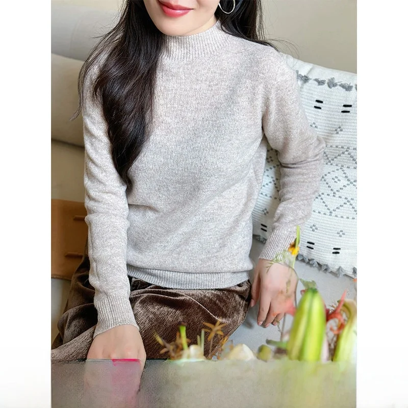 

Красный шерстяной вязаный свитер Red Mind для женщин, базовый слой, осенне-зимний, новый, мягкий, элегантный, для повседневной носки, шерстяной свитер