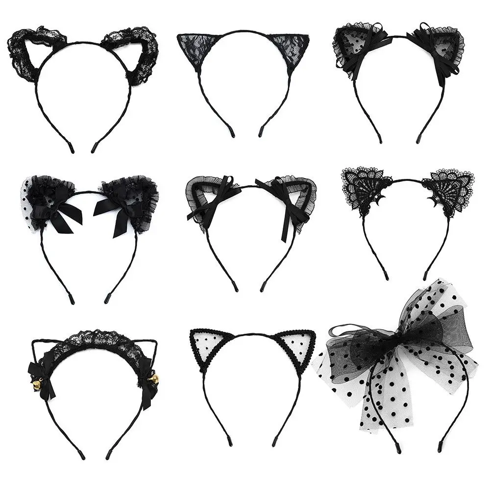

Women Girls Masquerade Lace Hair Accessories Cosplay Headwear Fancy Dress Hairband Cat Ear Headband