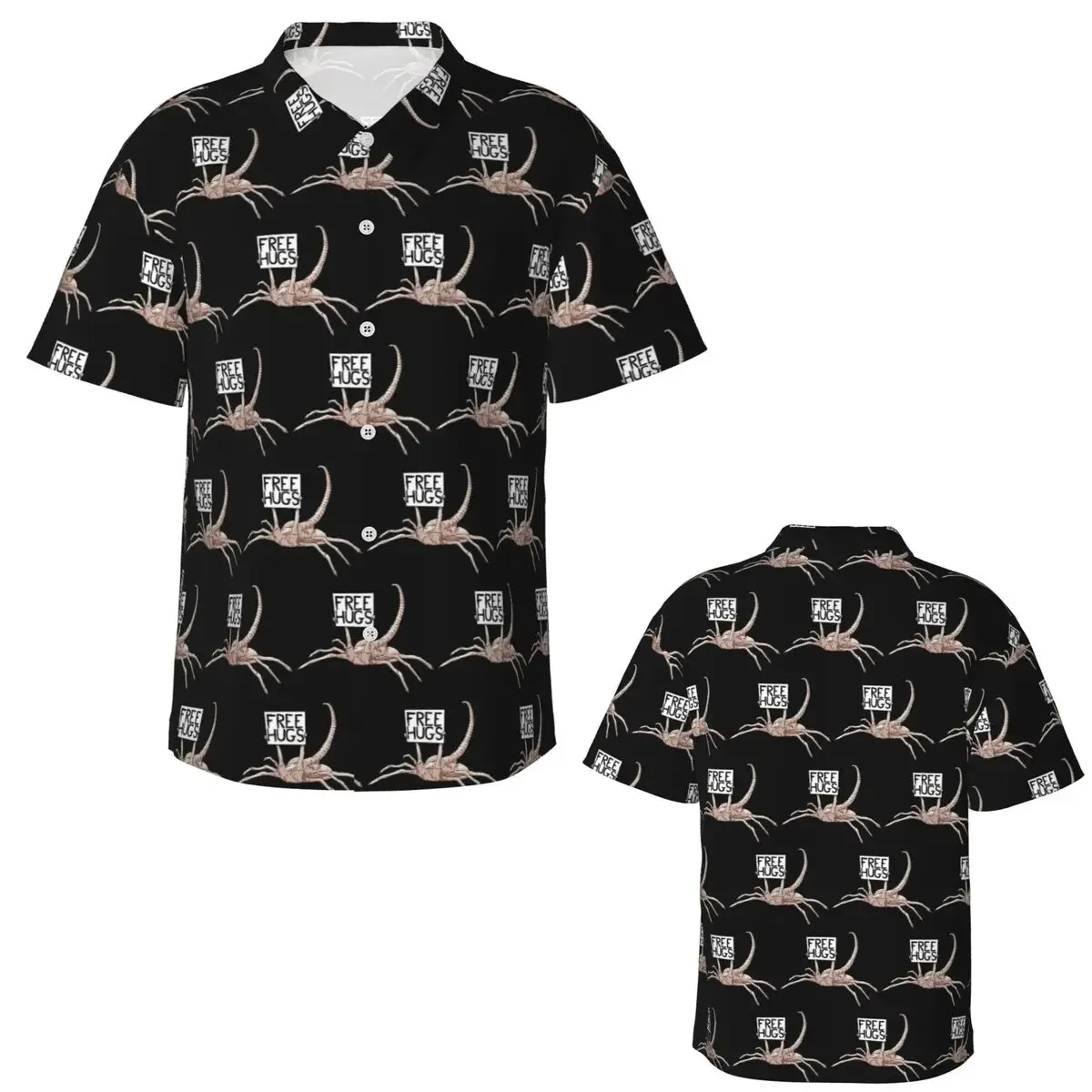 Horror Face Hugger Facehugger Alien Xenomorph Hawaiian Shirts Funny Men Short Sleeve Shirt for Summer Beach Men's Button Tops