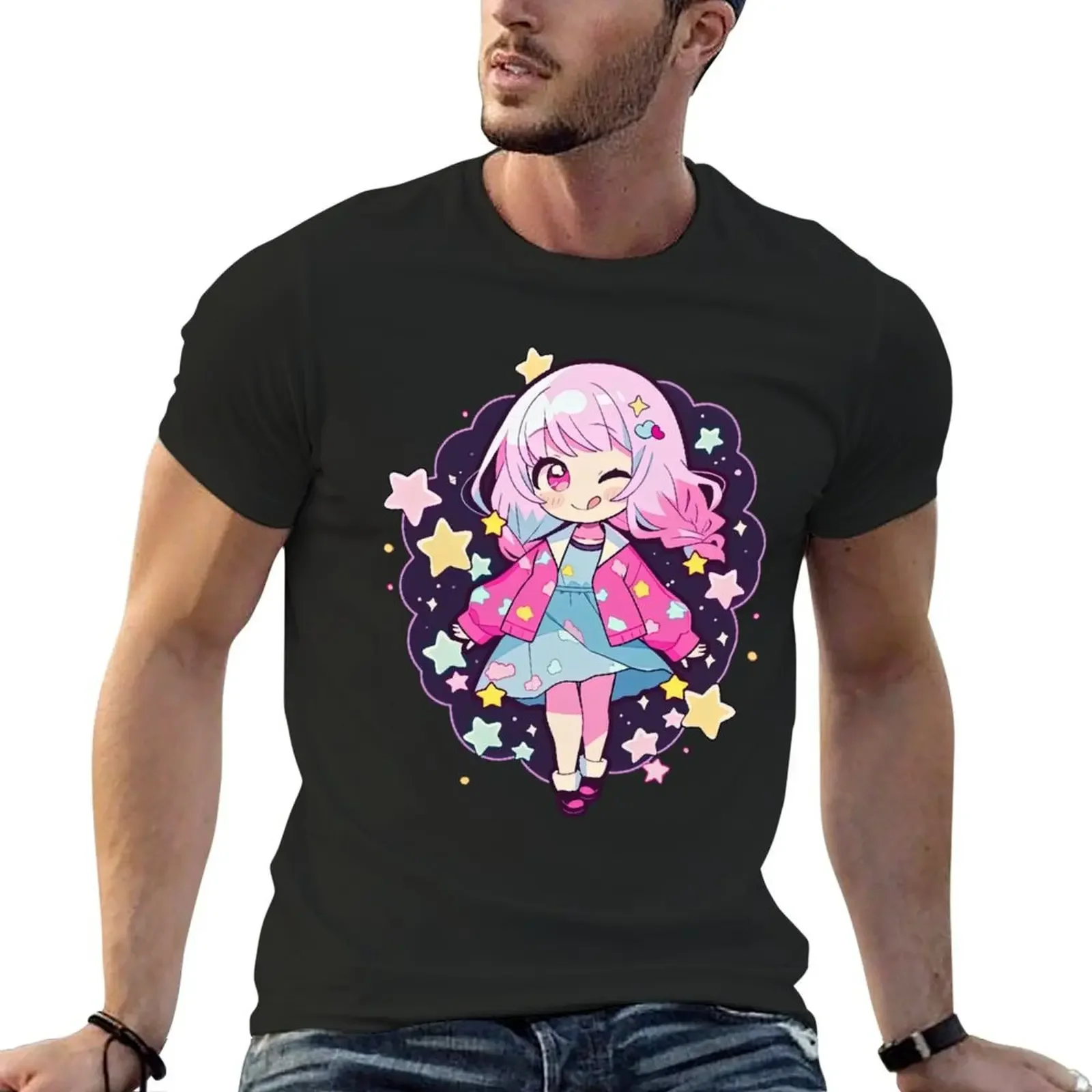 Project SekaiEmu Otori Cute Stars Kawaii Chibi T-Shirt Blouse vintage anime shirt shirts graphic tees mens clothes