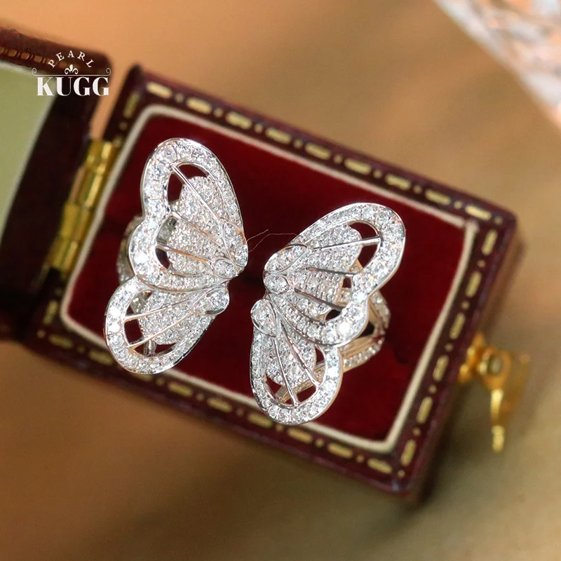 

Кольца KUGG из 100% белого золота 18 карат, романтическая форма бабочки, 0,68 карата, обручальное кольцо с настоящим натуральным бриллиантом для женщин, ювелирные изделия