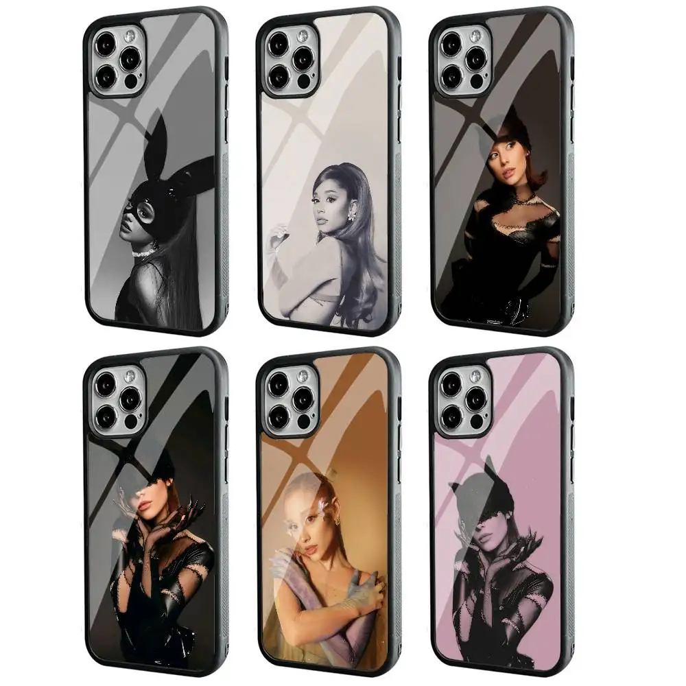 

Singer A- Ariana G-Grandes Phone Case Black Hard Plastic Phone Case For Iphone 17 Air 16 15 14 13 12 11 Pro Max PC TPU Ins Case