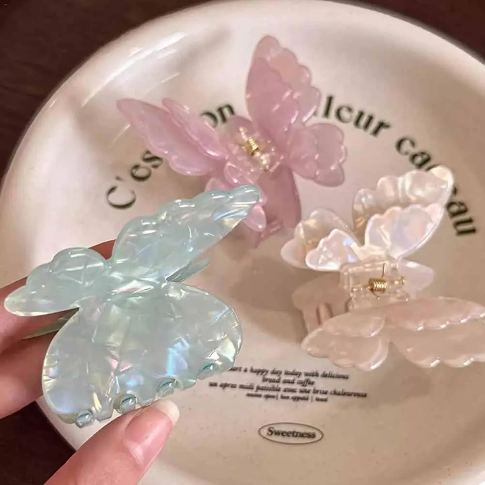 Acetate Butterfly Hair Claw Girl Gradient Princess Style Hairpin Korean Style Large Shark Clip Hair Accessories