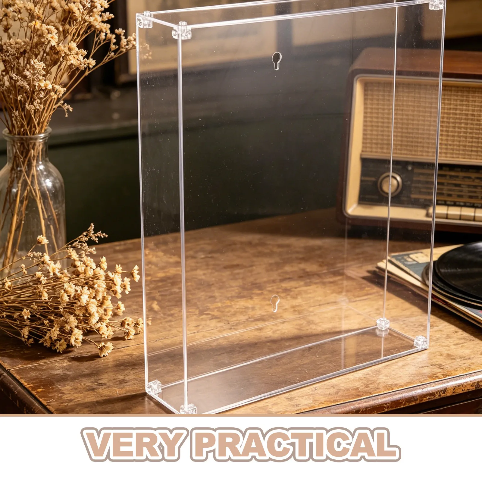 Acrylic Shadow Box Display Case Large Clear Transparent Frame DIY Wall Mount Keepsake Display for Dried Flowers Photo Collector