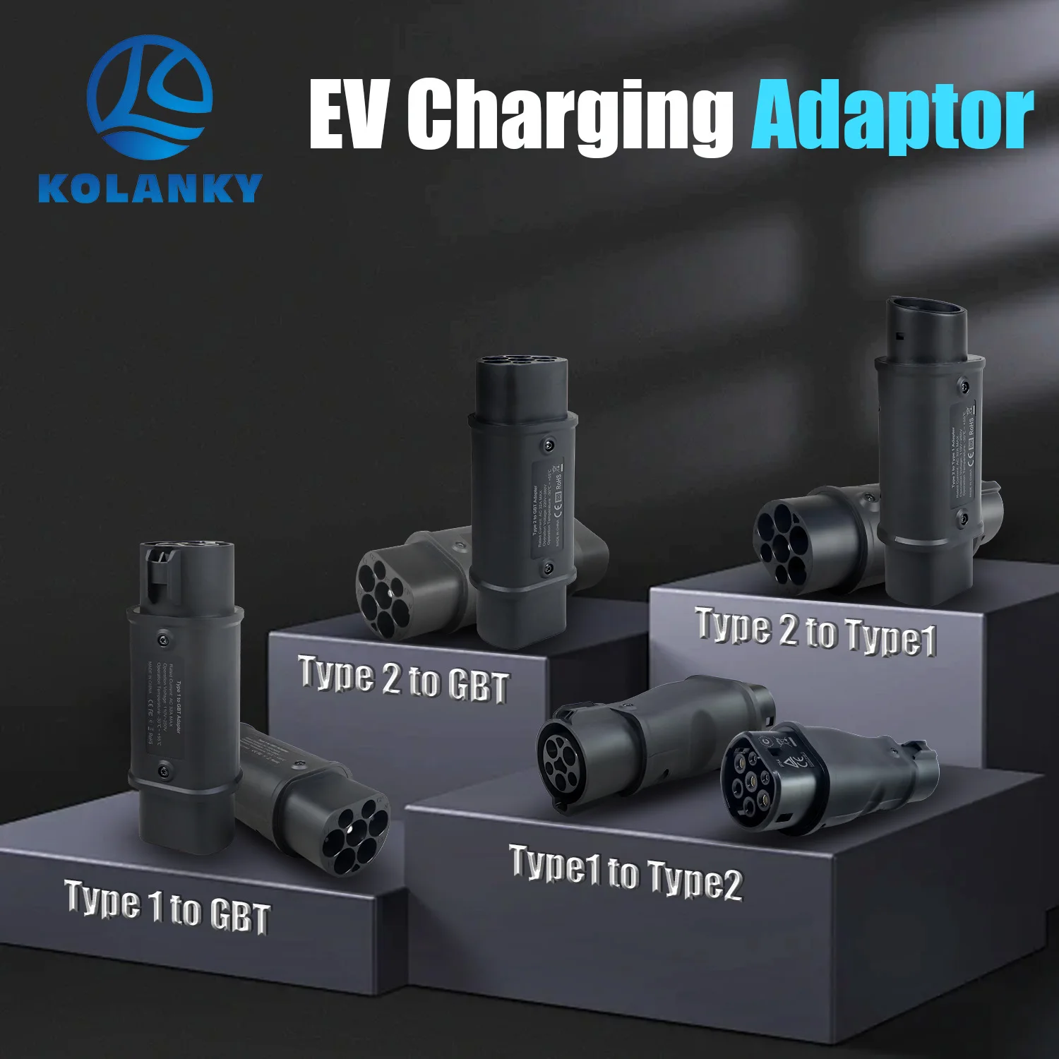 Kolanky 32A 7.2KW نوع 2 إلى نوع 1 محول نوع 1 إلى النوع 2 محول نوع 2 إلى Gbt محول نوع 1 إلى محول Gbt