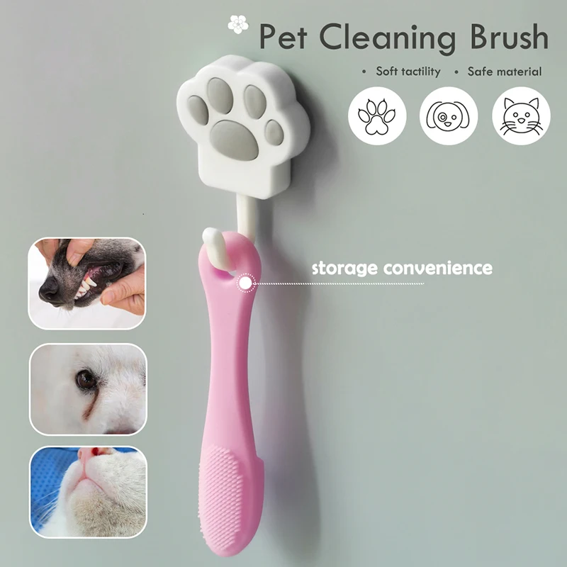 Cepillo suave para dedos de mascotas, cepillo para gatos, cepillo de dientes para manchas de desgarro, cuidado de los ojos, herramientas de limpieza