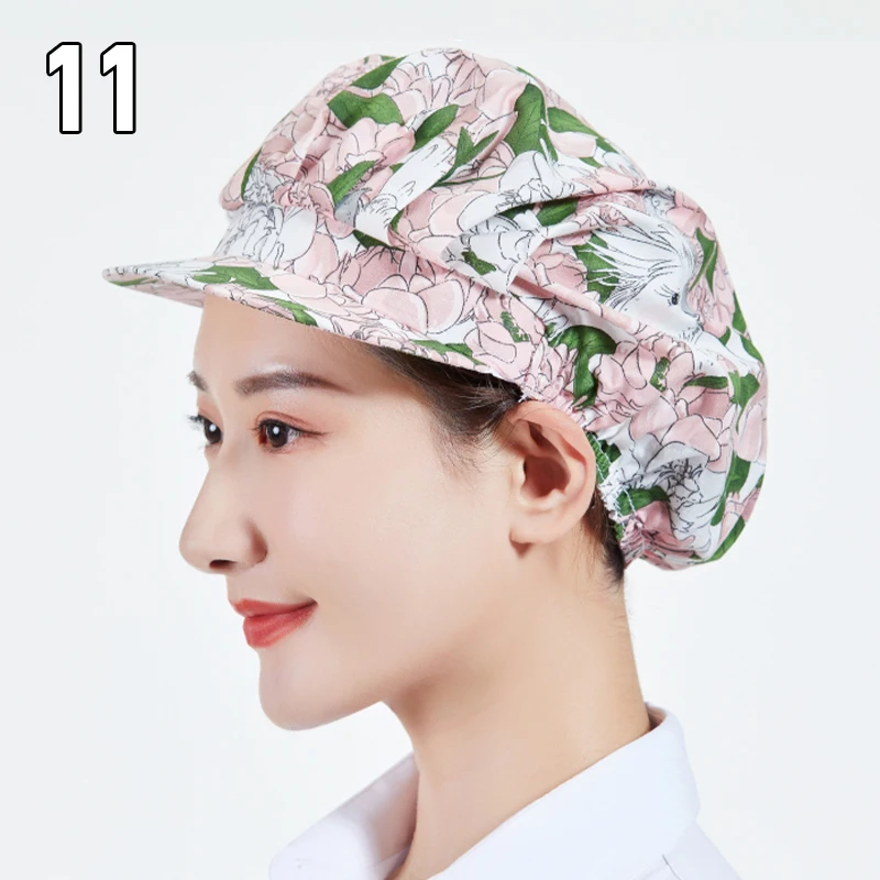 Cotton Chef Hat Fwomen Kitchen Home Cooking  Anti-fume Anti-hair Loss Sanitary Hat Food Catering BakerCook Hair Cap With Brim