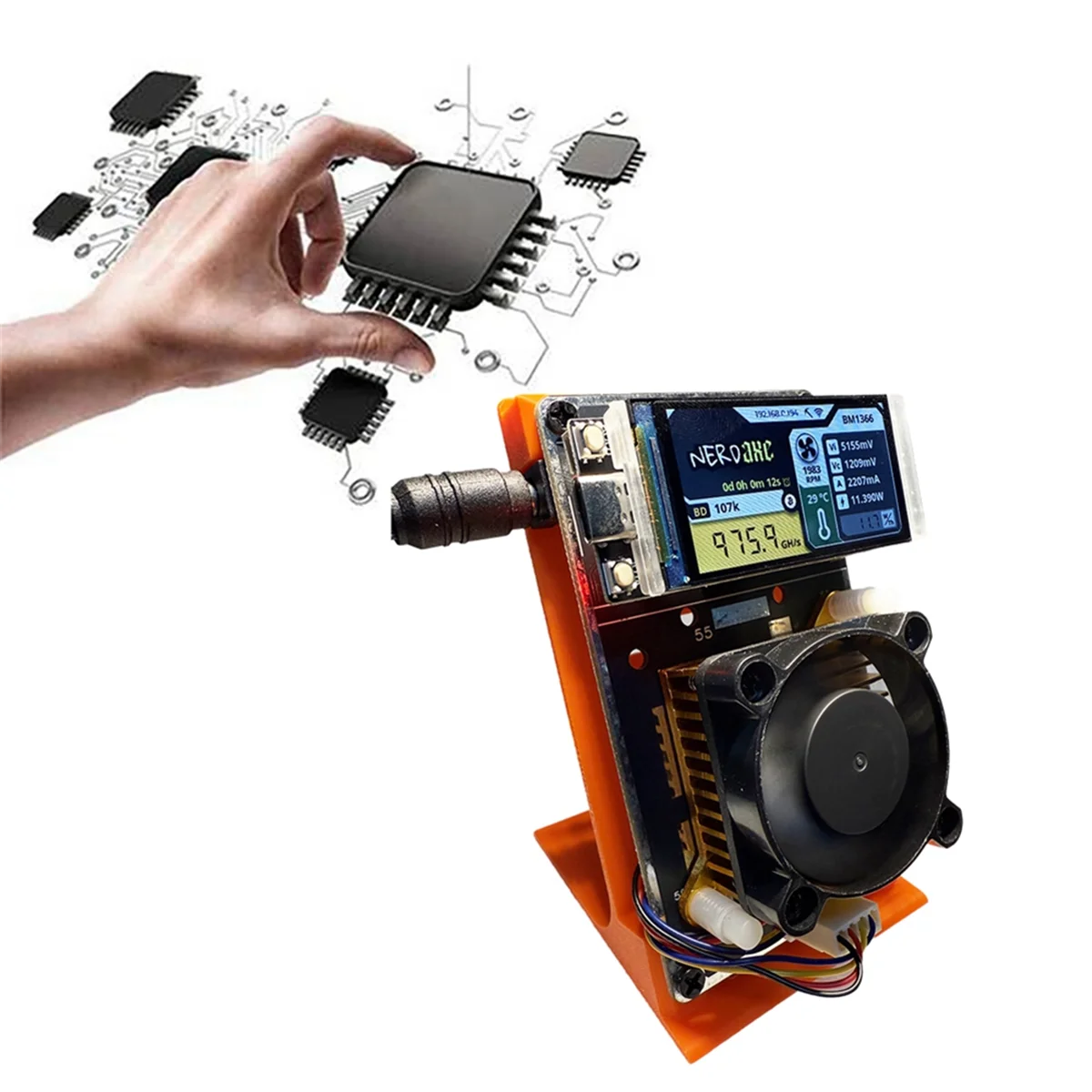 ABJG-actualizado NerdAxe NerdMiner Miner 500Gh/S Solo Lotería BTC Miner BM1366 ASIC Chip Bitaxe Lotería