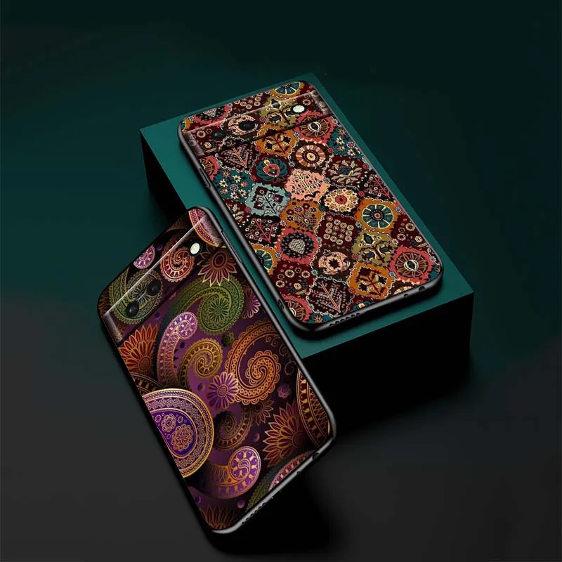 Luxuriöses Blumenmuster für Google Pixel 10 9a 9 8A 8 7 7A 6 6A Pro XL 2024 5G Schwarze weiche TPU-Silikonhülle